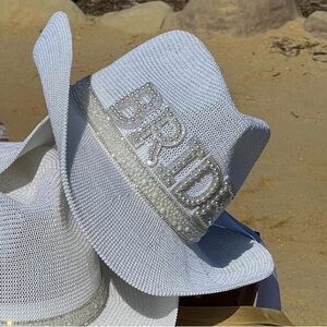 White cowboy hat for pool (pearl lettering)